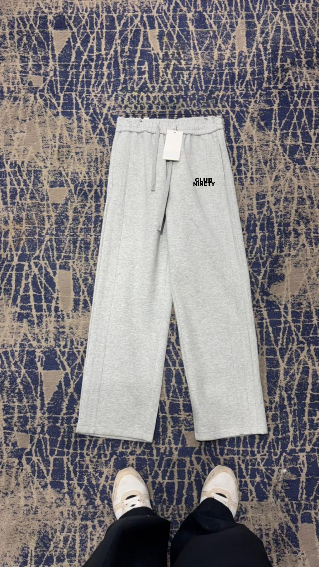 Grey Marl Straight-Leg Baggy Sweatpants.