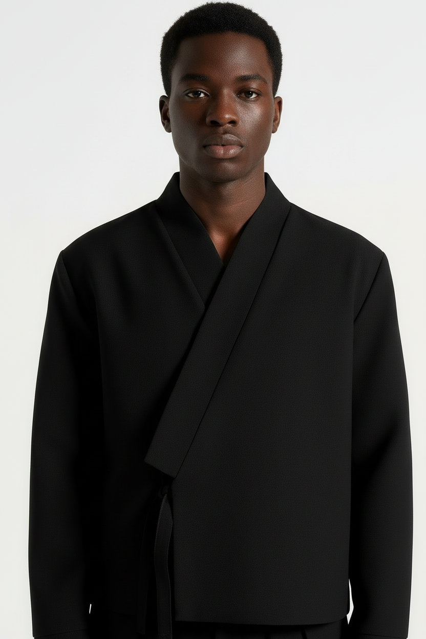 طقم كيمونو ملفوفة بنسيج( سترة + بنطلون )  - كلوب ناينتي