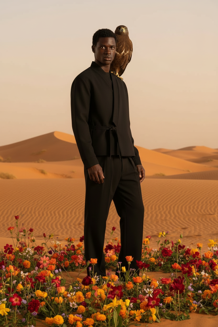 طقم كيمونو ملفوفة بنسيج( سترة + بنطلون )  - كلوب ناينتي