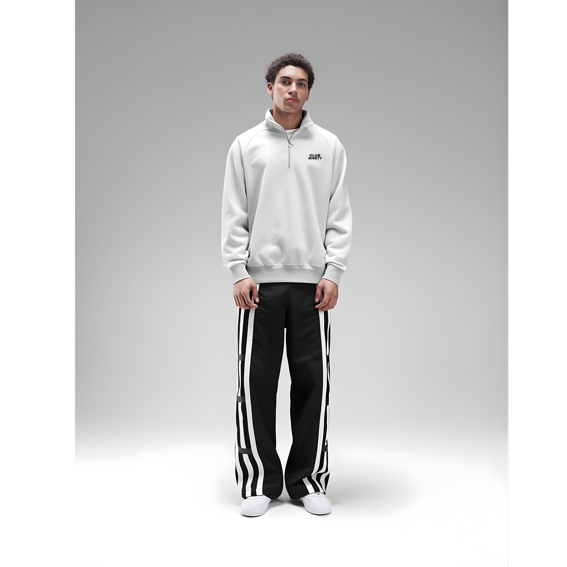 Grey Marl Oversized Polo Sweater.