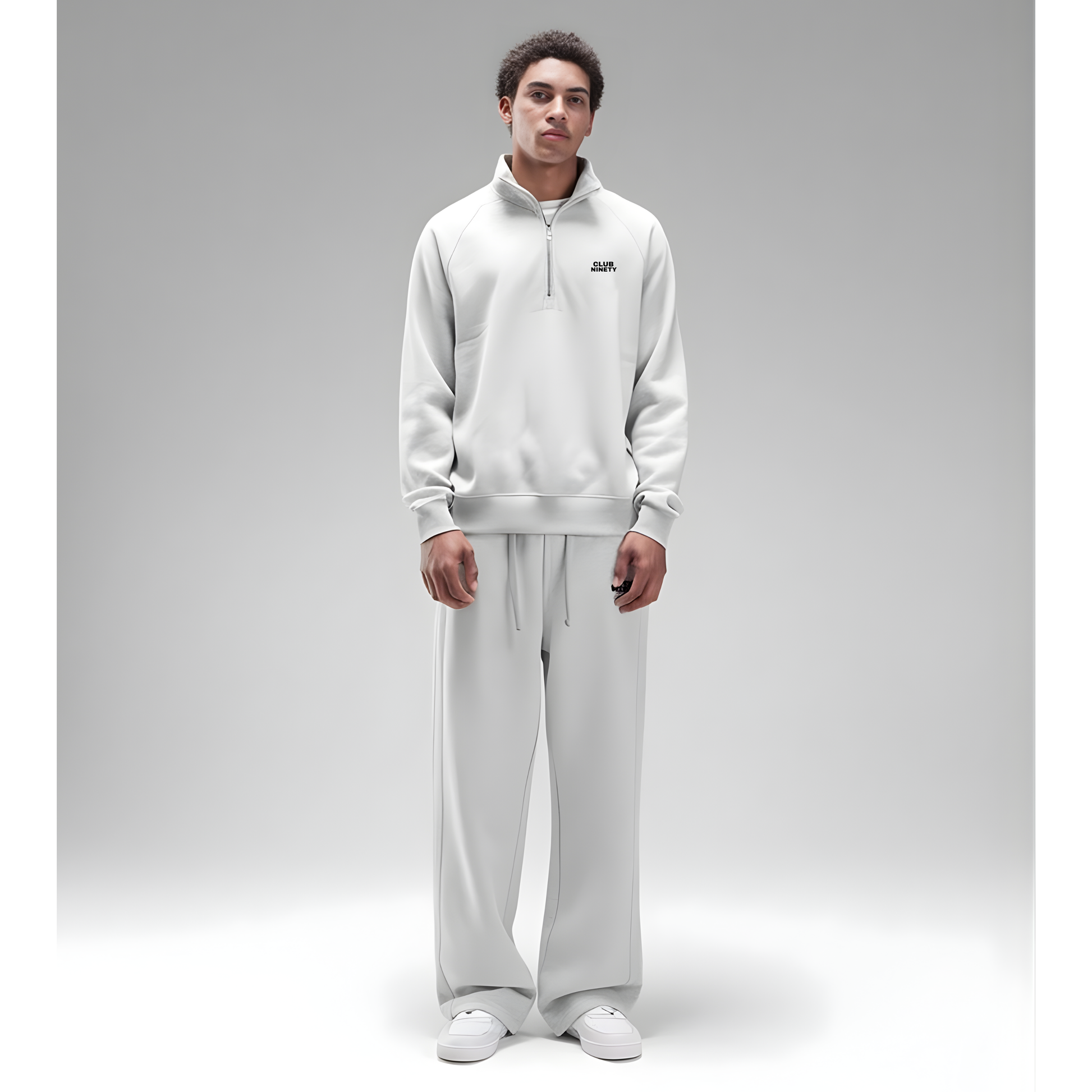 Grey Marl Straight-Leg Baggy Sweatpants.
