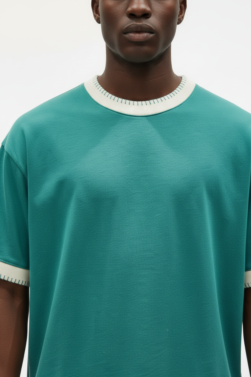 تيشيرت زيتي بتفاصيل بيج - كلوب ناينتي