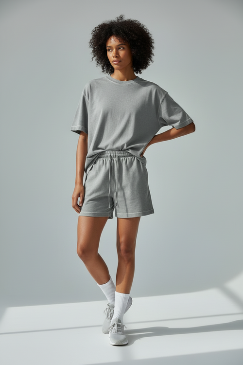 طقم صيفي رمادي مغسول - كلوب ناينتي